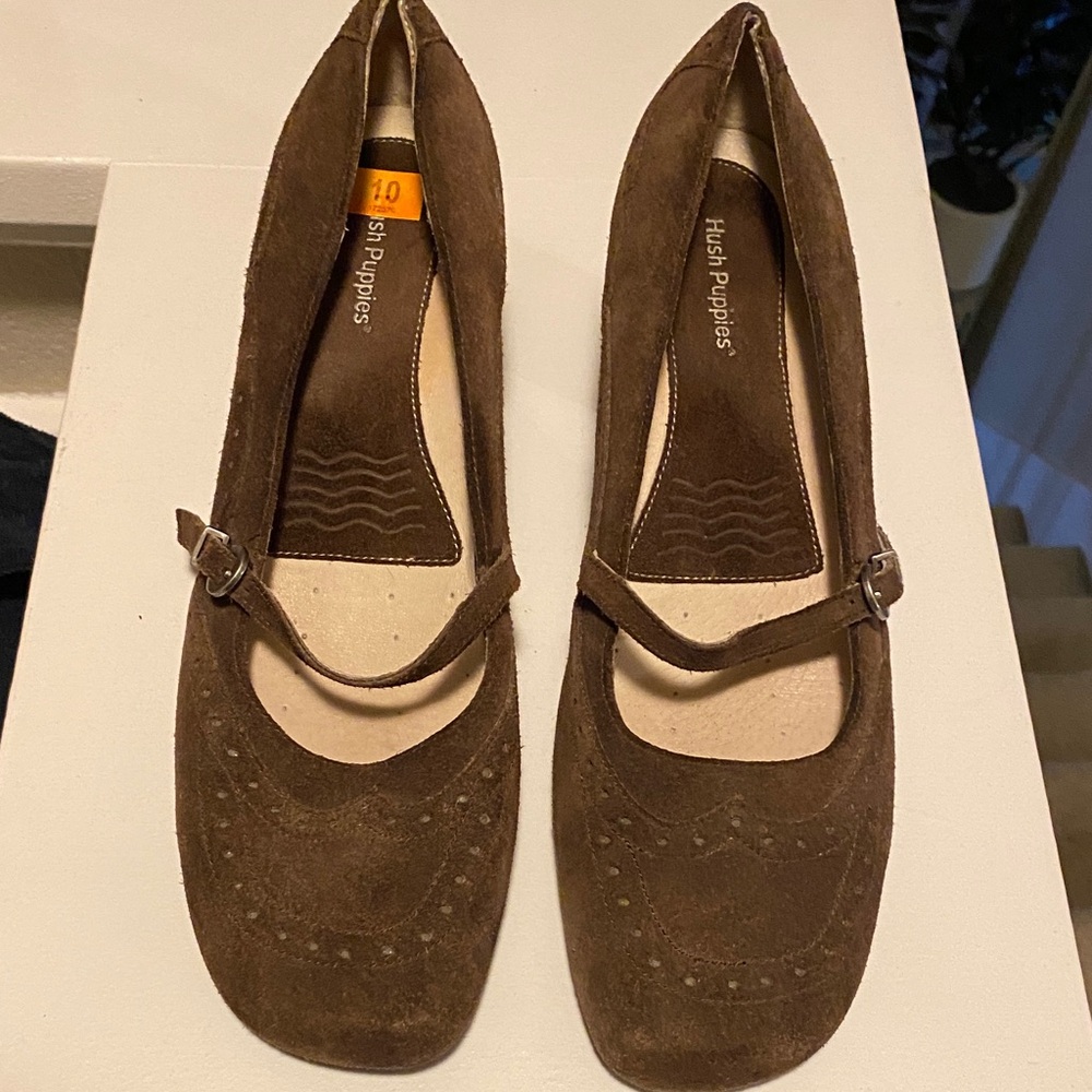 Hush Puppies brown Suede Mary Jane Flats